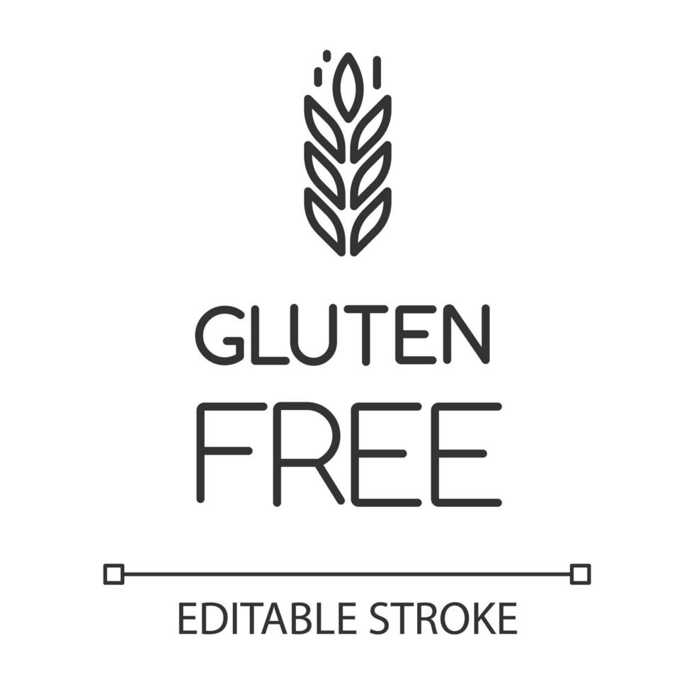 glutenfreies lineares Symbol. Bio-Lebensmittel. produktfreie Zutat. gesundes Brot. Zöliakie-Prävention. dünne Liniendarstellung. Kontursymbol. Vektor isoliert Umrisszeichnung. editierbarer Strich