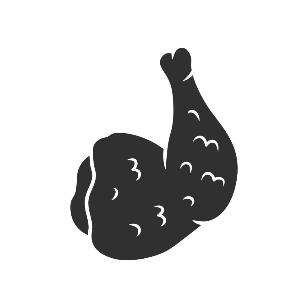 Hühnerschinken-Glyphe-Symbol. Metzger Fleisch. Fleischproduktion und -verkauf. Proteinquelle. Metzgerei. Silhouettensymbol. negativer Raum. vektor isolierte illustration