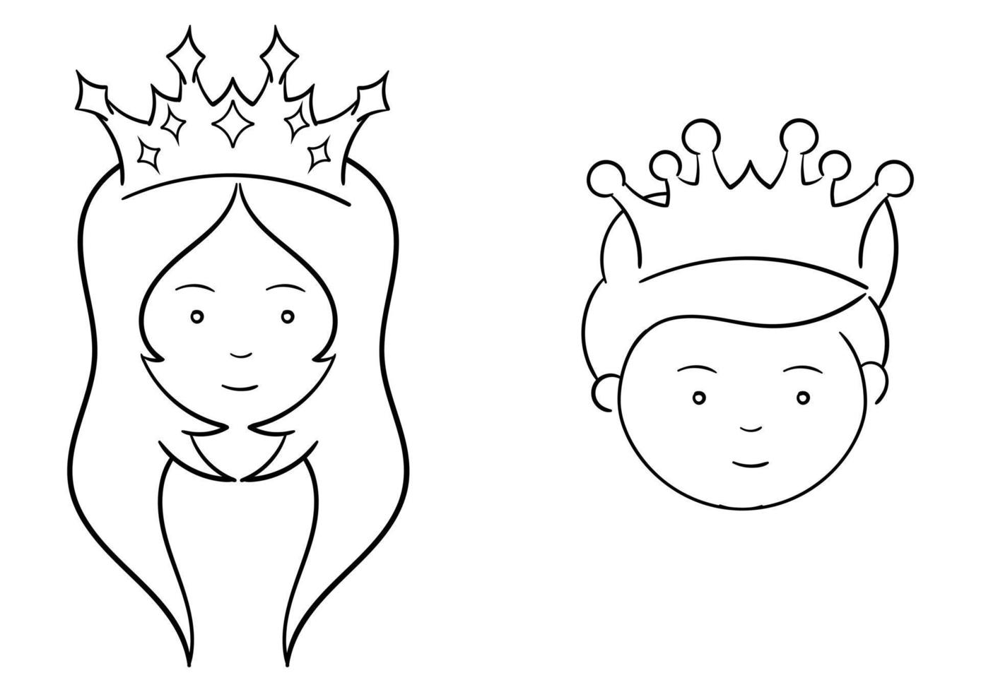 handritad illustration av en prinsessa och prins vektor