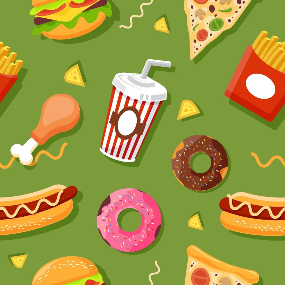 Junk-Food Musterdesign Hintergrund vektor