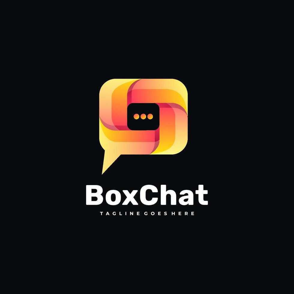 Vektor-Logo-Illustration Box-Chat Farbverlauf bunten Stil. vektor