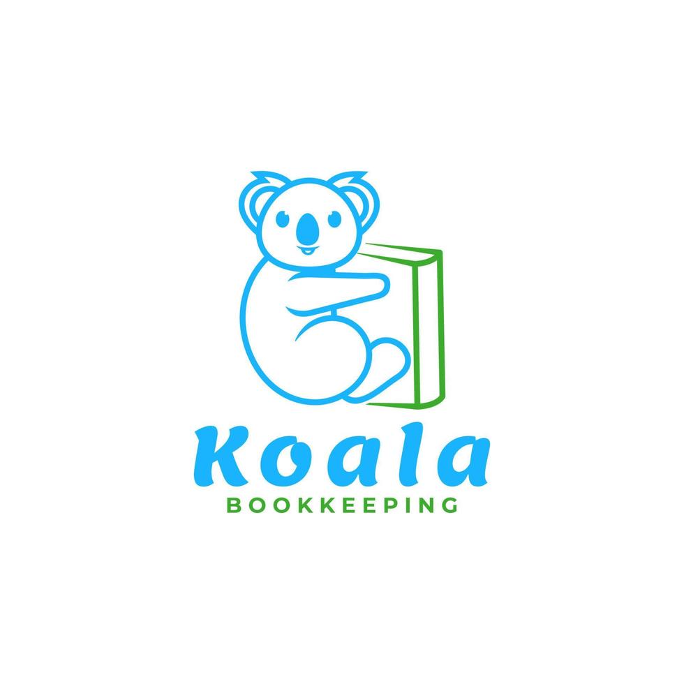 vektor logotyp illustration koala linjekonst stil.