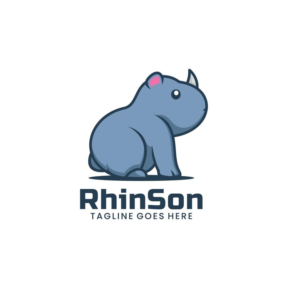 vektor logotyp illustration rhino son maskot tecknad stil.