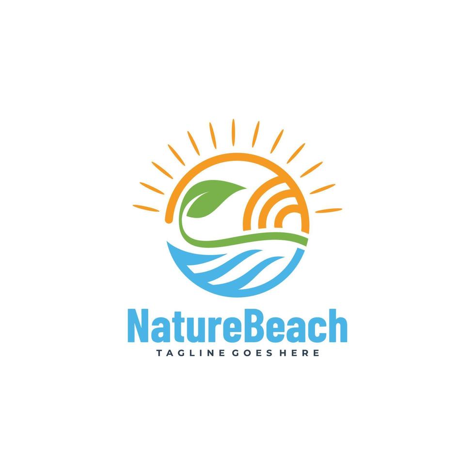 vektor logotyp illustration natur beach line art stil.