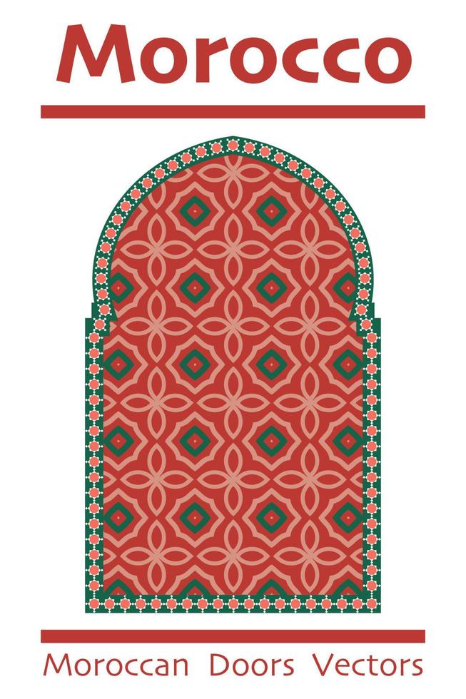 vackra marockanska moskédörrar med mönsterdesign och vektorer för islamisk geometri