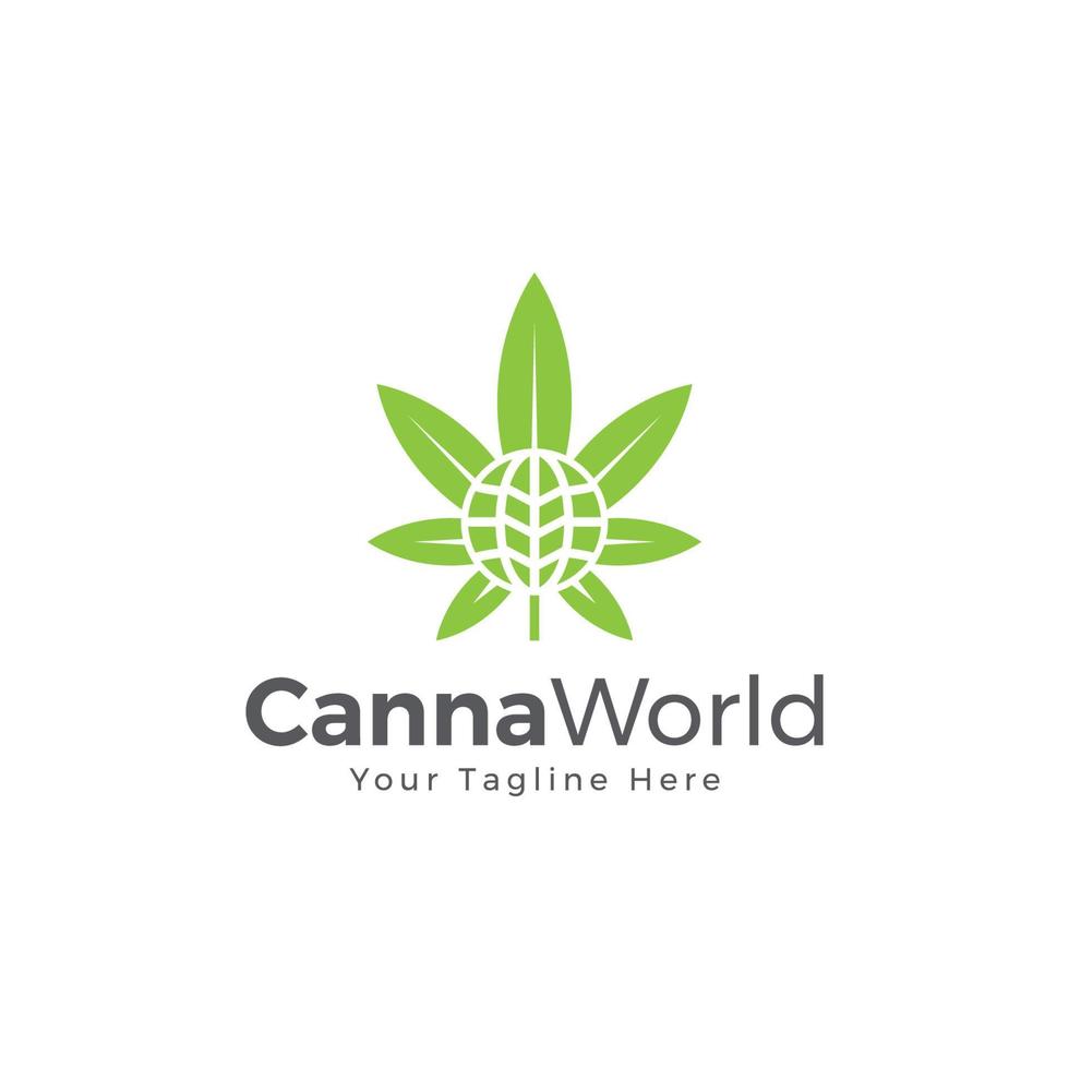 globaler Logo-Vektor der Cannabis-Welt vektor