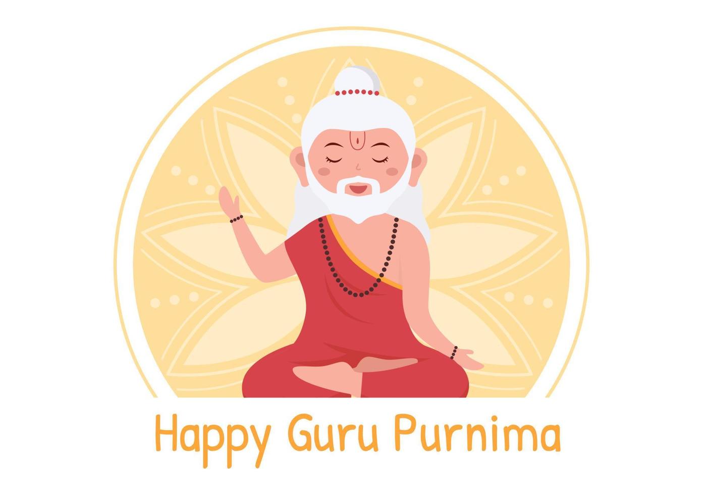 glücklicher guru purnima des indischen festivals für spirituelle und akademische lehrer in flacher karikaturblumenhintergrundillustration vektor