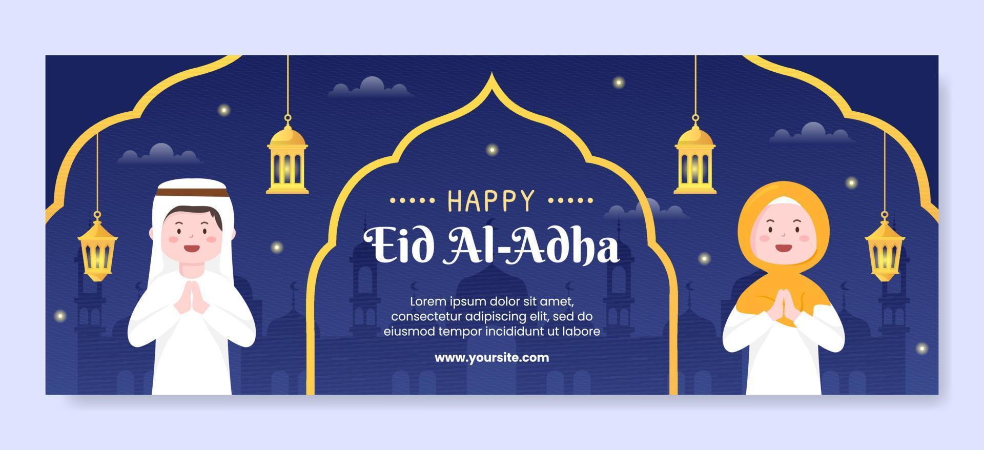 eid al adha cover template flache designillustration editierbar vom quadratischen hintergrund geeignet für social media oder grußkarte vektor