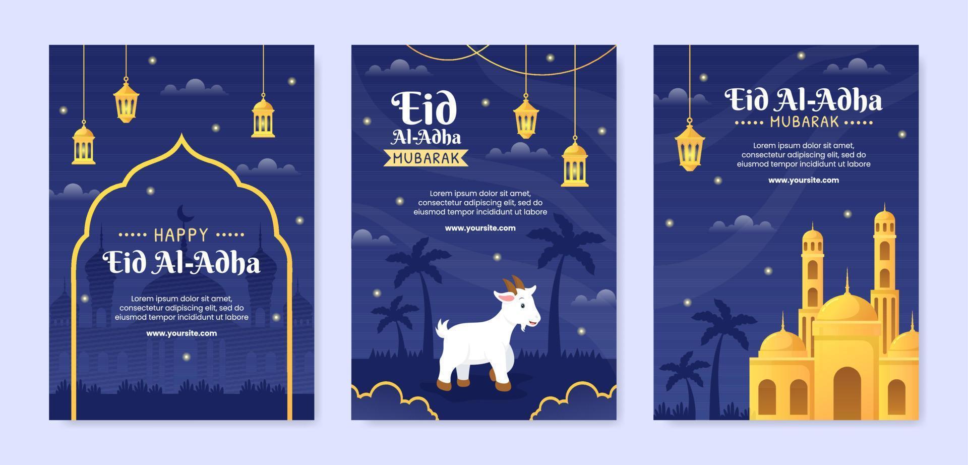 flache designillustration der eid al adha-schablone editierbar vom quadratischen hintergrund passend für social media, sammlung oder grußkarte vektor