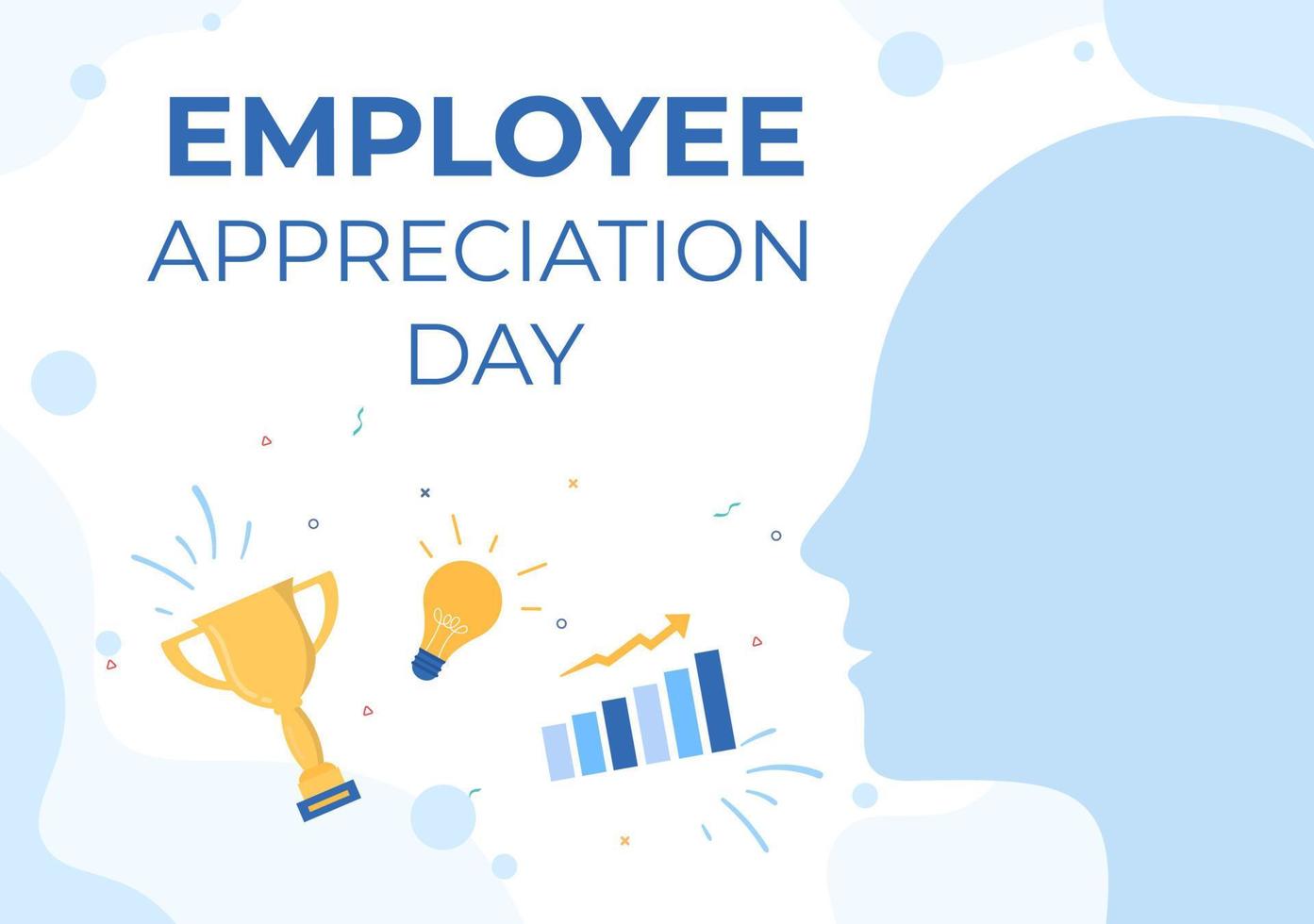 glad medarbetaruppskattning dag tecknad illustration att tacka eller erkänna sina anställda med bra jobb eller trofé i platt stil vektor