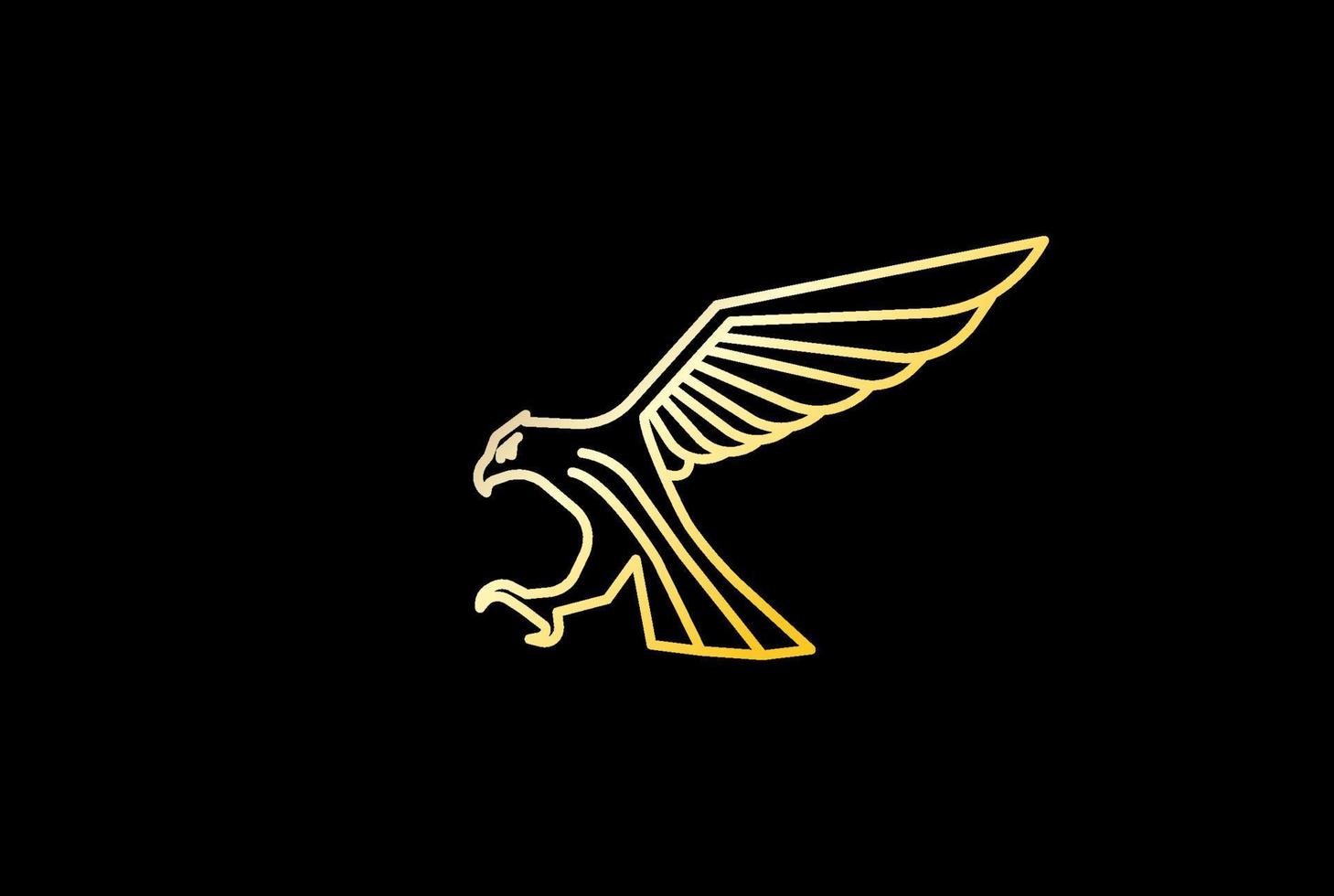 gyllene eleganta hawk eagle falk linje monogram logotyp design vektor