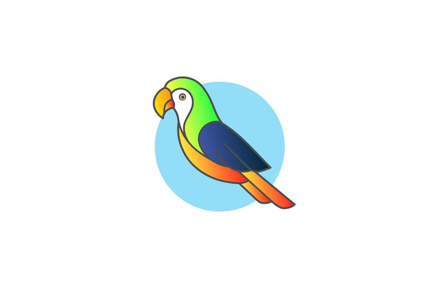 färgglad papegoja fågel maskot karaktär tecknad logotyp design vektor