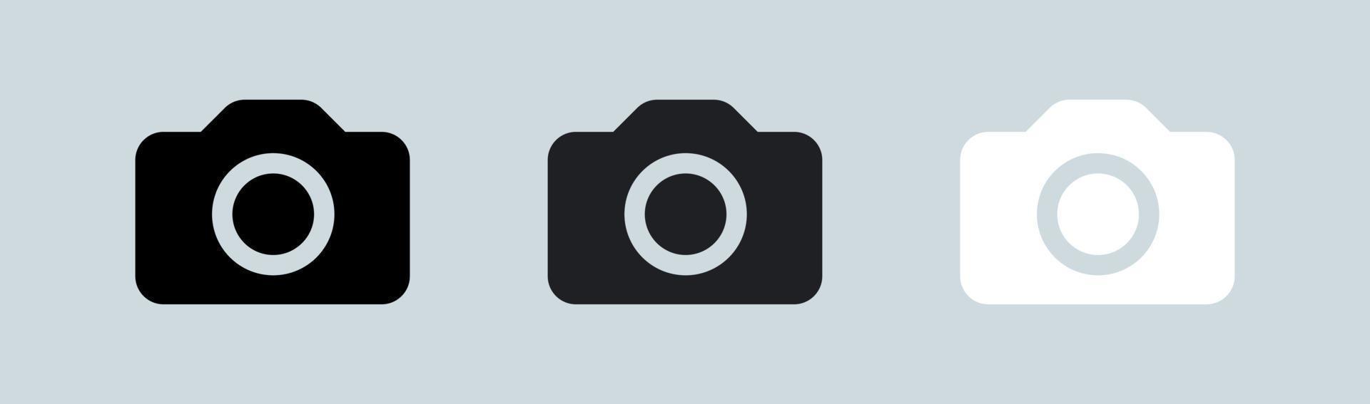Kamerasymbol in Schwarz-Weiß-Farben. Fotovektorsymbol für Apps und Webdesign. vektor