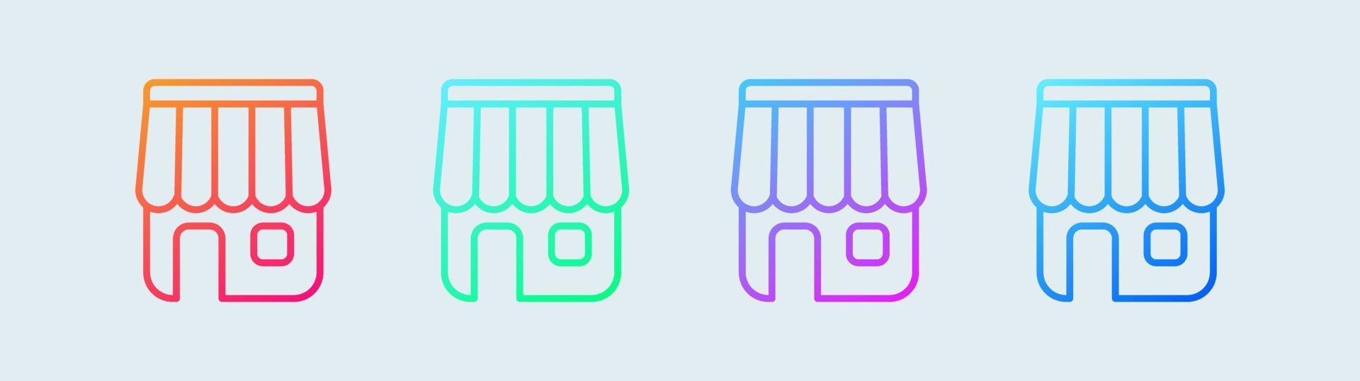 Einzelhandelsgeschäft-Symbol in Verlaufsfarben-Vektorillustration. Icon-Set speichern. vektor
