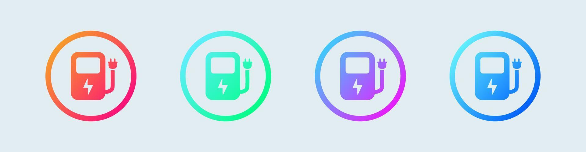 elektromobil laddningsstation skylt i gradient färger. vektor