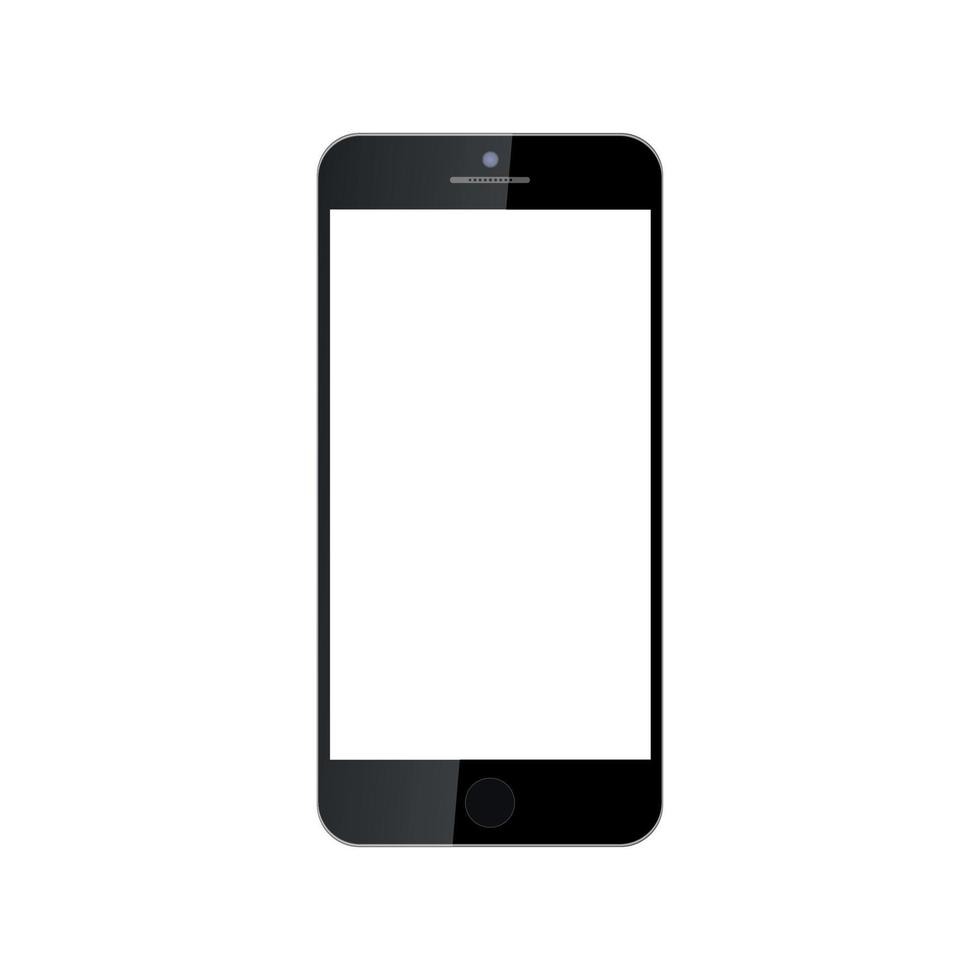 realistisk svart smartphone med vit skärm, menyknapp och kamera på telefonen, vektorillustration vektor