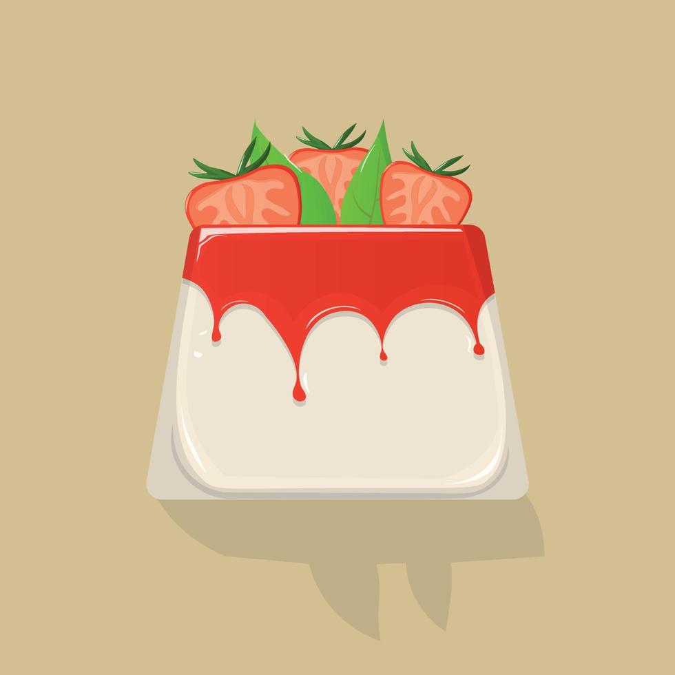 panna cotta mit erdbeere. italienisches dessert flache linie symbol. Vektor-Illustration vektor