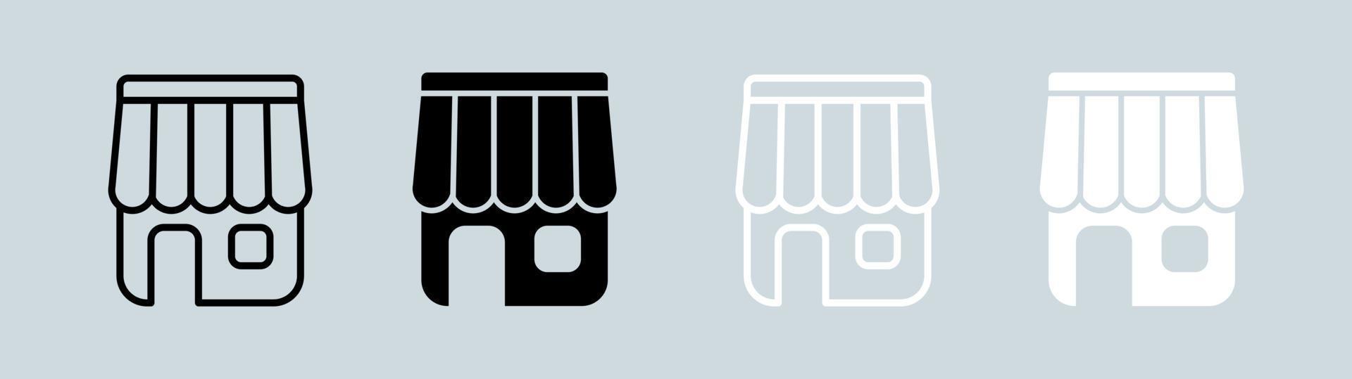 Store-Symbol in schwarz-weißer Vektorgrafik. Icon-Sammlung für Einzelhandelsgeschäfte. vektor