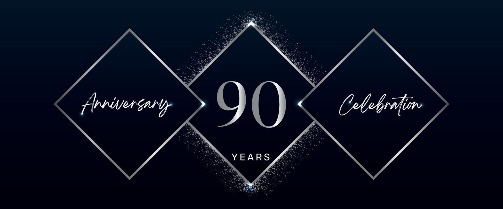 Logotyp zum 90-jährigen Jubiläum. vektordesign für jubiläumsfeierveranstaltungen, geburtstagsfeier, grußkarte, hochzeit, einladungskarte. Designvektor zum 90-jährigen Jubiläum vektor