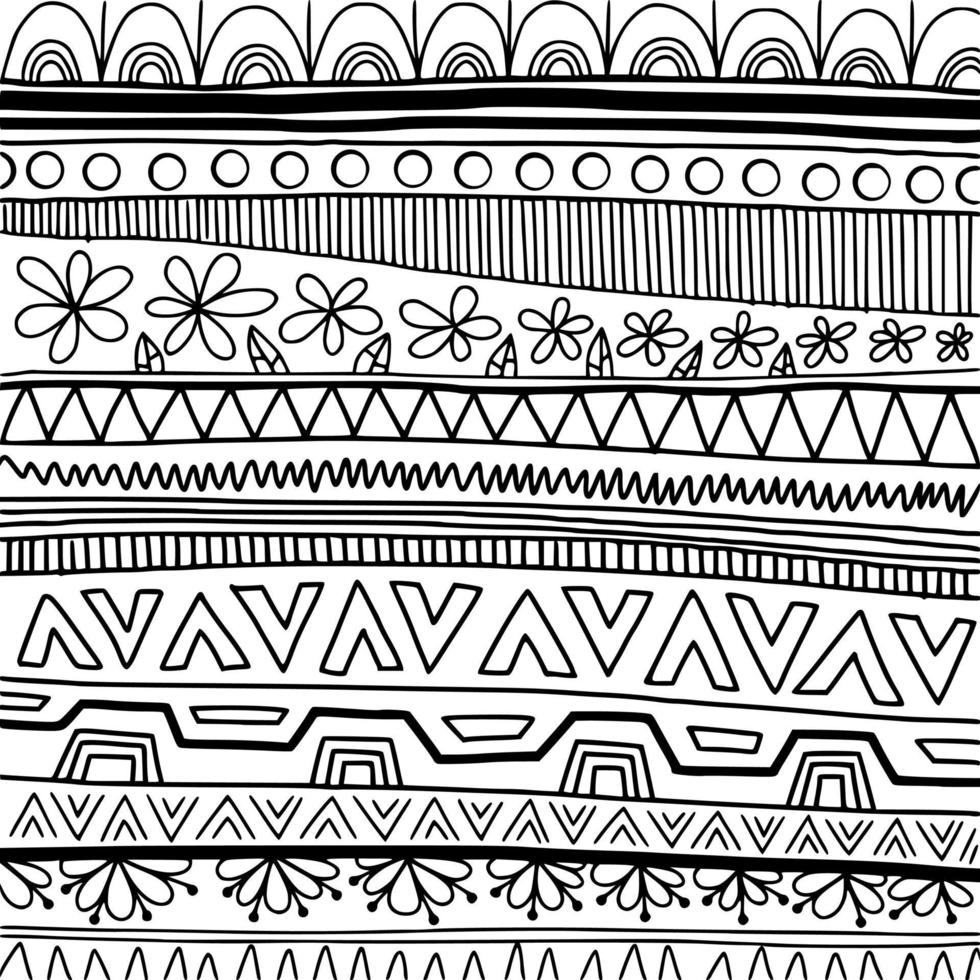 handritad doodle stil tribal mönster vektor