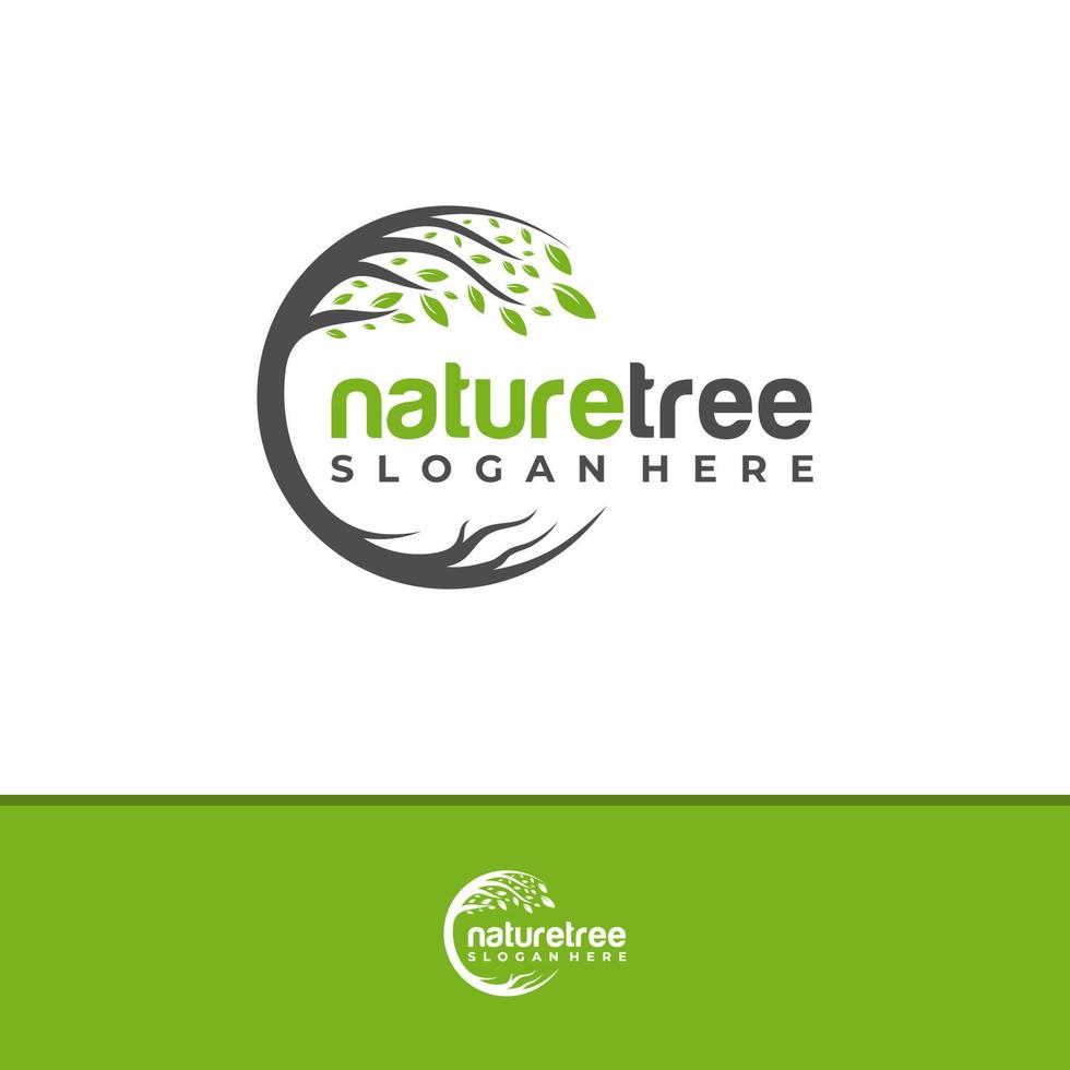 natur träd logotyp design vektor, kreativa träd logotyp koncept mall illustration. vektor