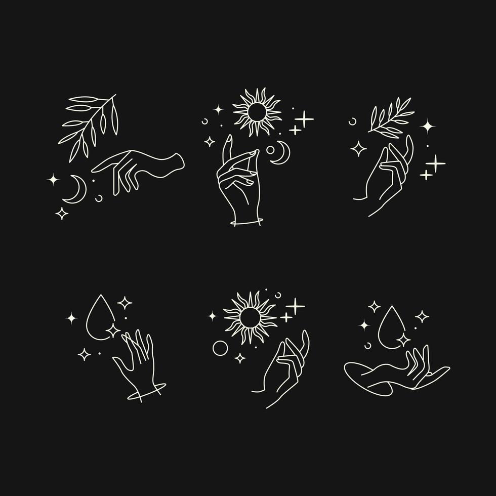 minimalistisk hand line art estetisk logotyp set vektor gratis vektor