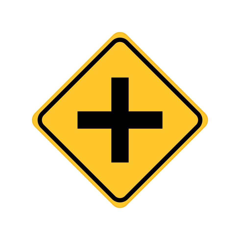 Kreuzung, Kreuzung voraus, gelbes quadratisches Warnschild vektor