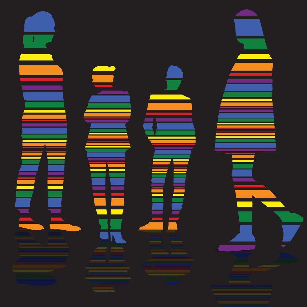 abstrakte Vektorleute auf schwarzem Hintergrund für Vielfalt lgbt-Zeichensymbol vektor
