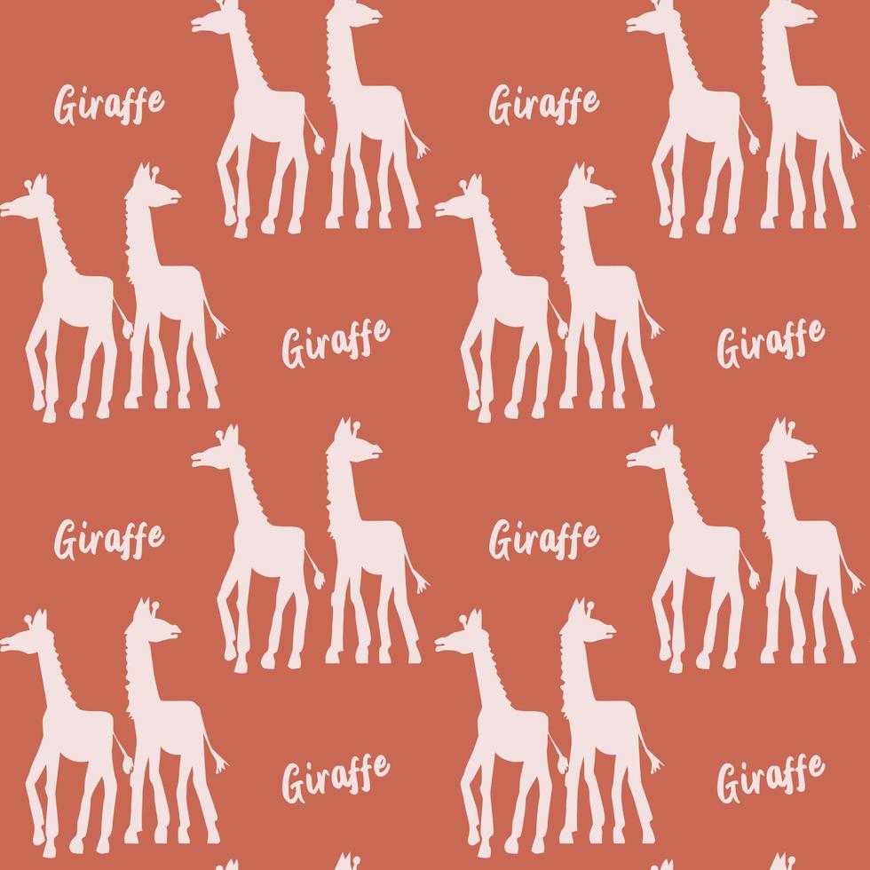 sömlös vektor mönster av djur. silhuetter av giraffer