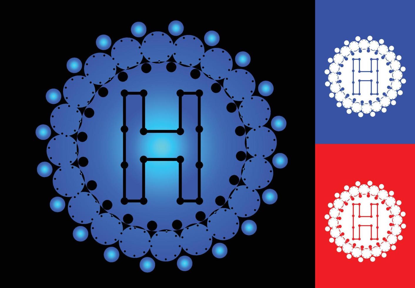 bokstaven h med cirkel prick logotyp och ikon designmall vektor