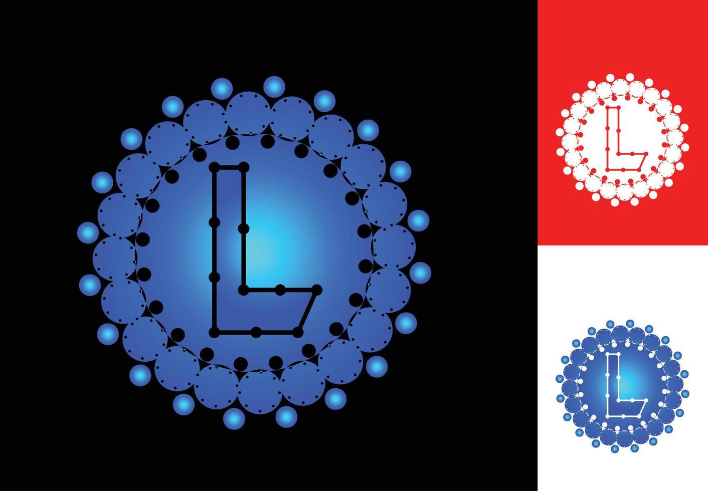 bokstaven l med cirkel prick logotyp och ikon designmall vektor