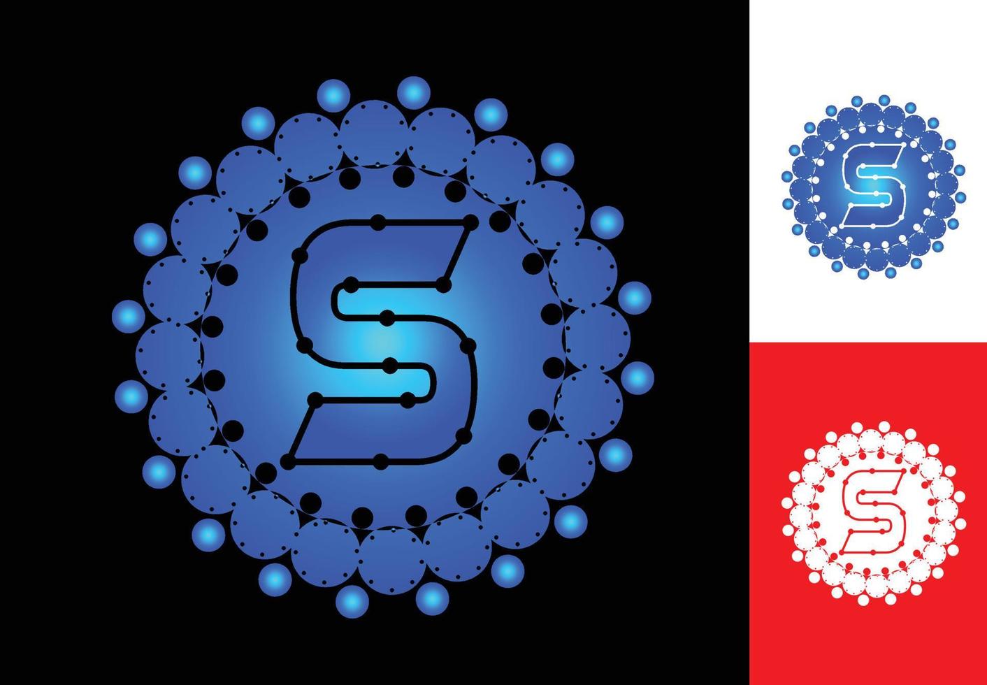 bokstaven s med cirkel prick logotyp och ikon designmall vektor