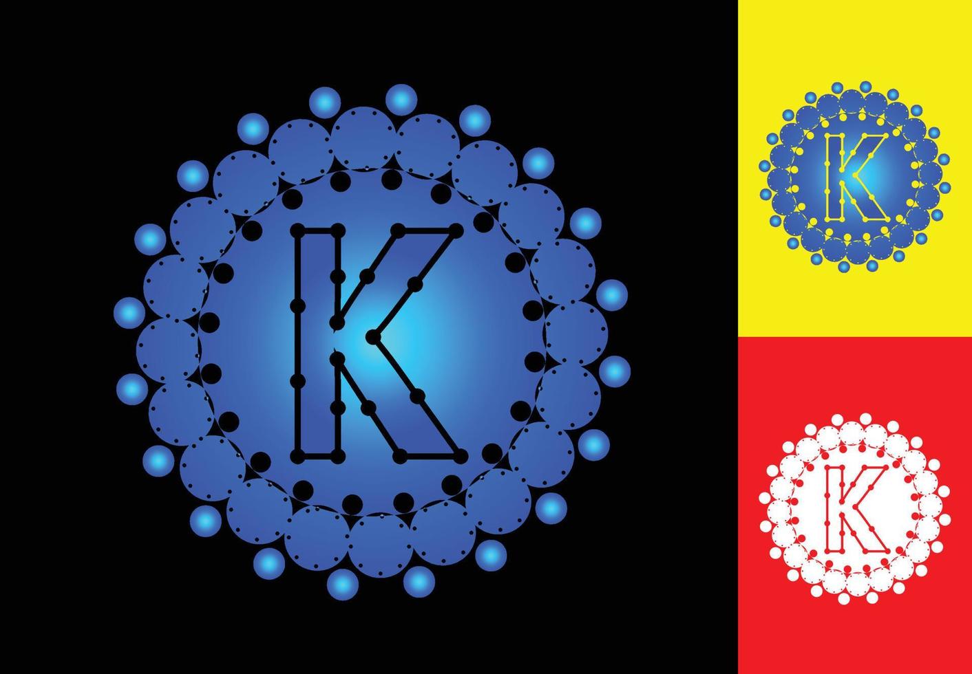 bokstaven k med cirkel prick logotyp och ikon designmall vektor