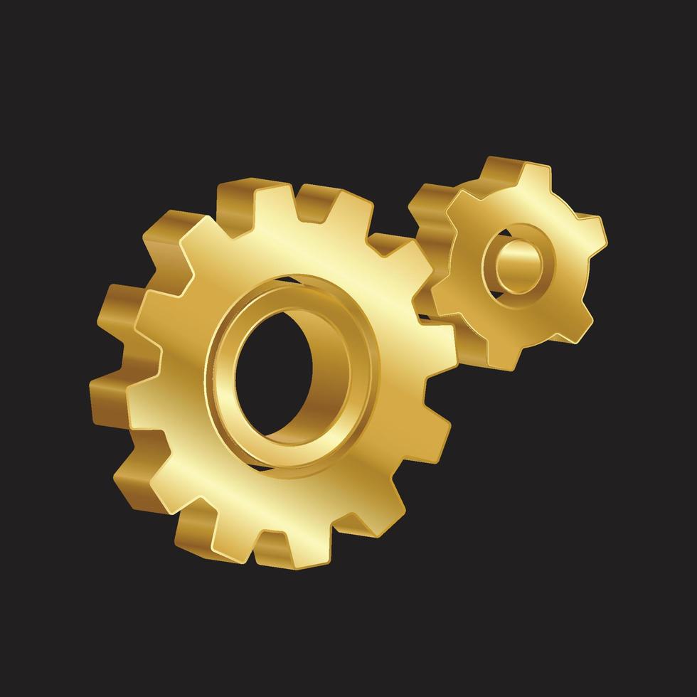 goldene zahnräder mit realistischem konzept vektor