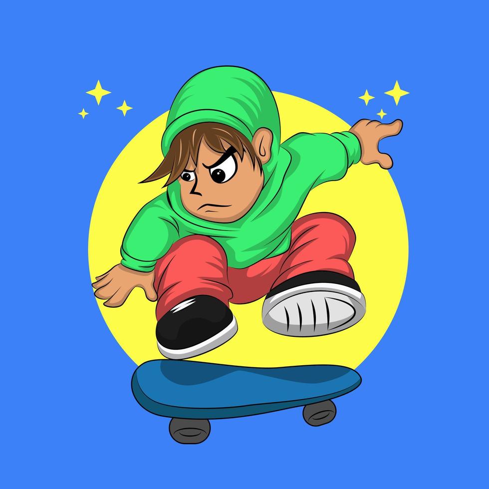 Cartoon-Junge mit Skateboard vektor