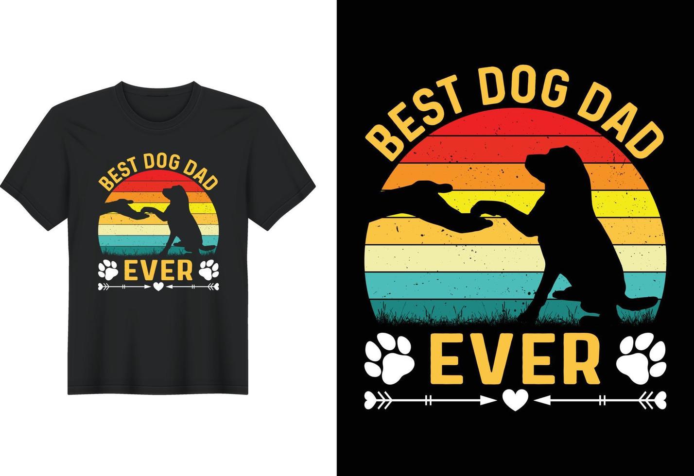 bästa hundpappa någonsin, t-shirtdesign, fars dag-t-shirtdesign vektor