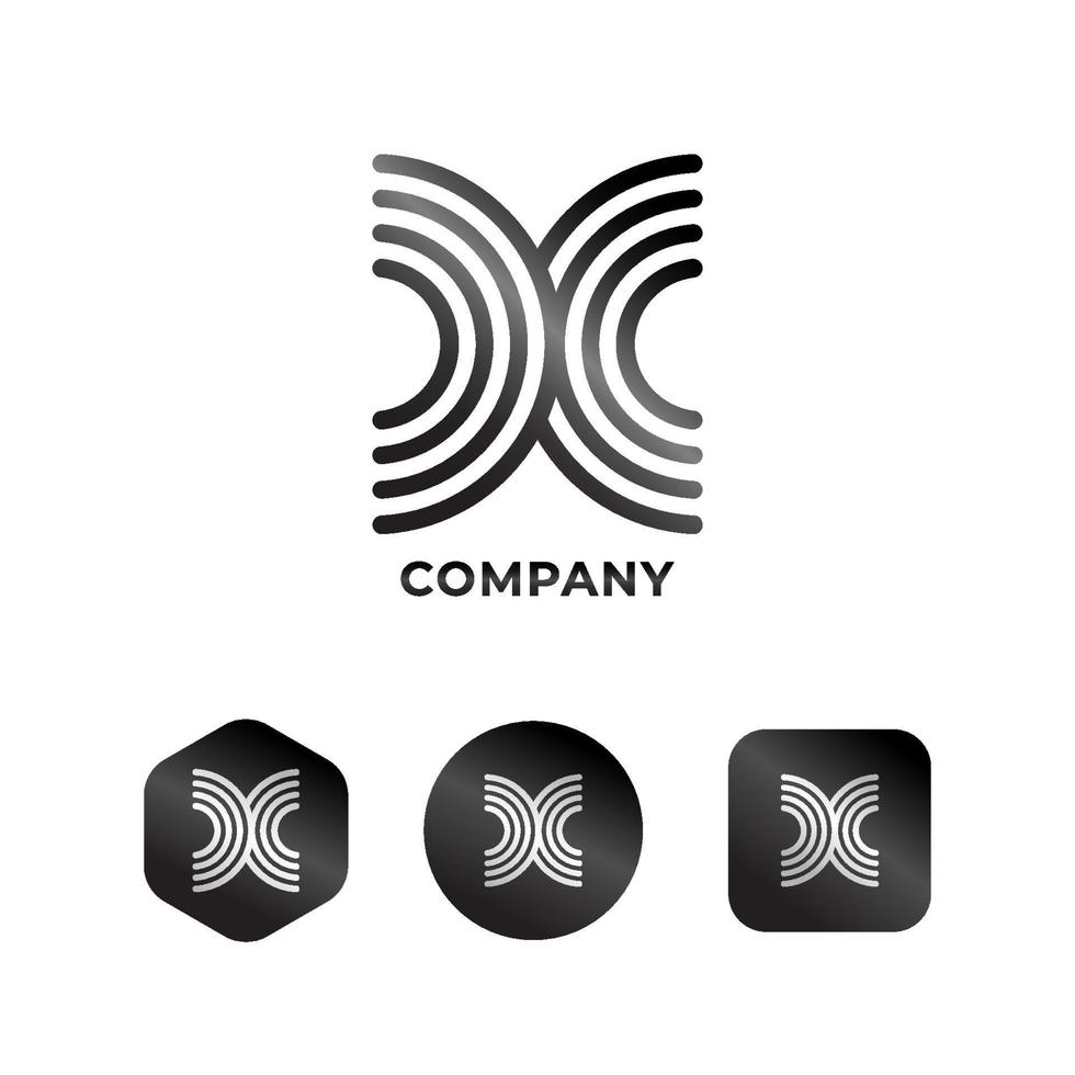 buchstabe x alphabetische logo-design-vorlage, wave singnal logo-konzept, schwarz und weiß vektor