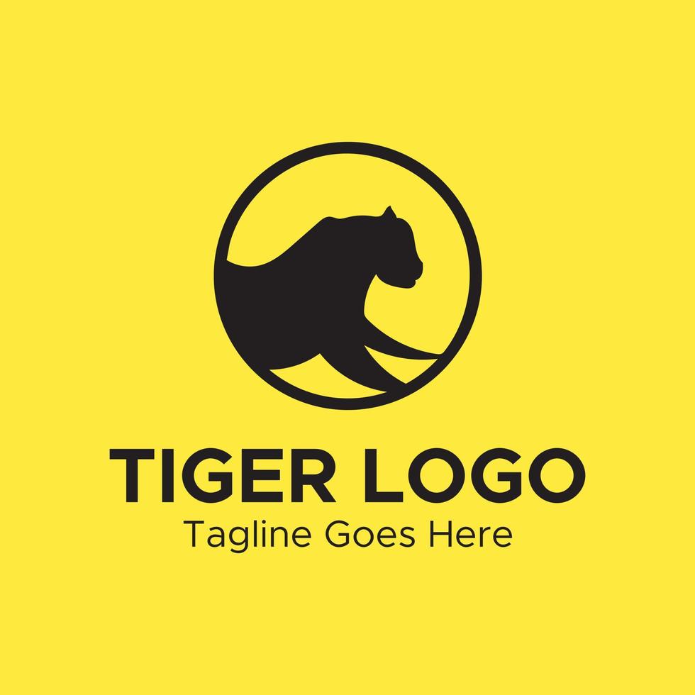 tiger logotyp. minimalistisk svart färg cirkel form logotyp. vektor