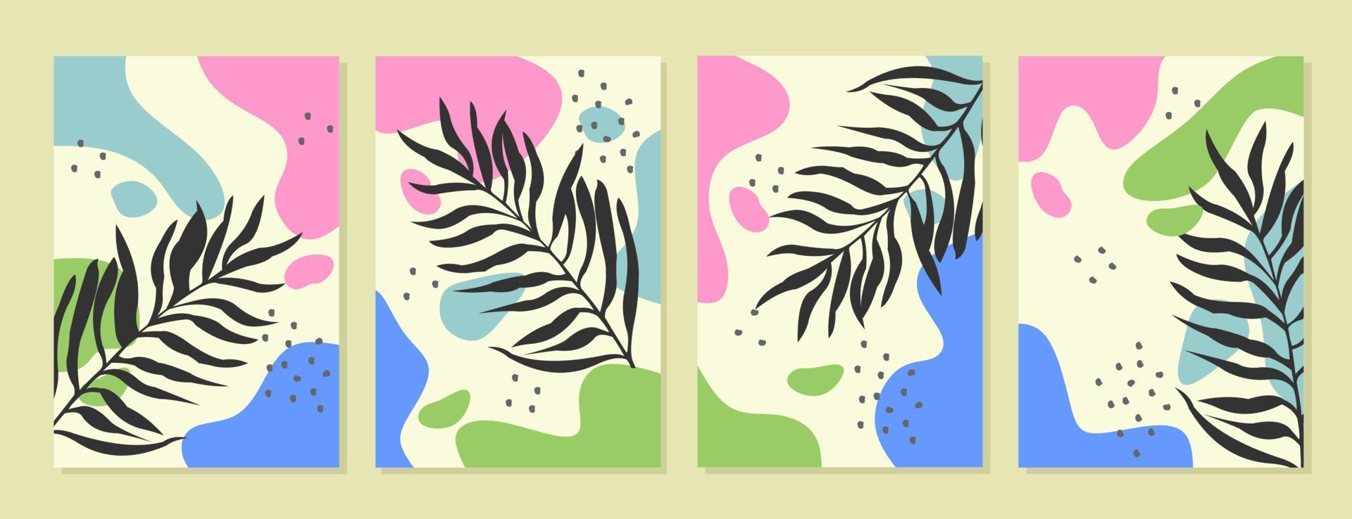abstrakt omslagsdesign med bladelement. pastellfärg estetisk bakgrund. används för heminredning, tapeter, hemsida vektor