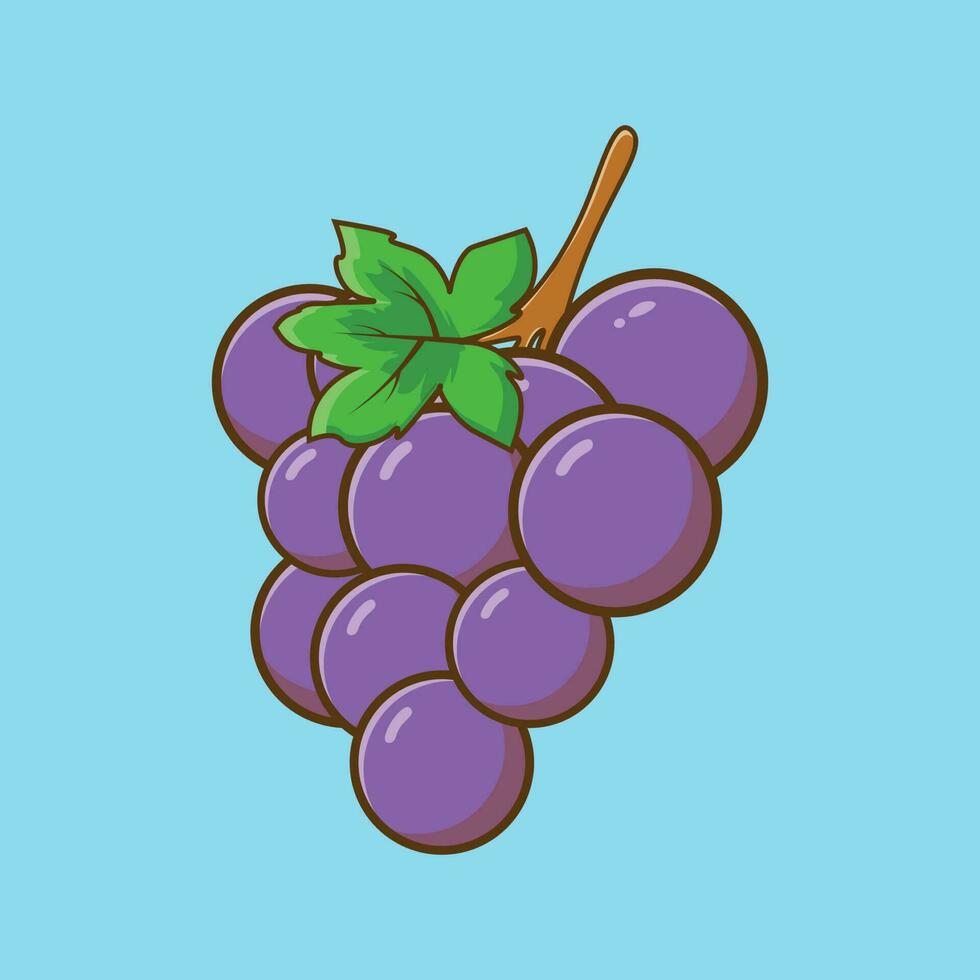 färsk druva frukt tecknad ikon illustration. frukt koncept. exklusiv design. vektor