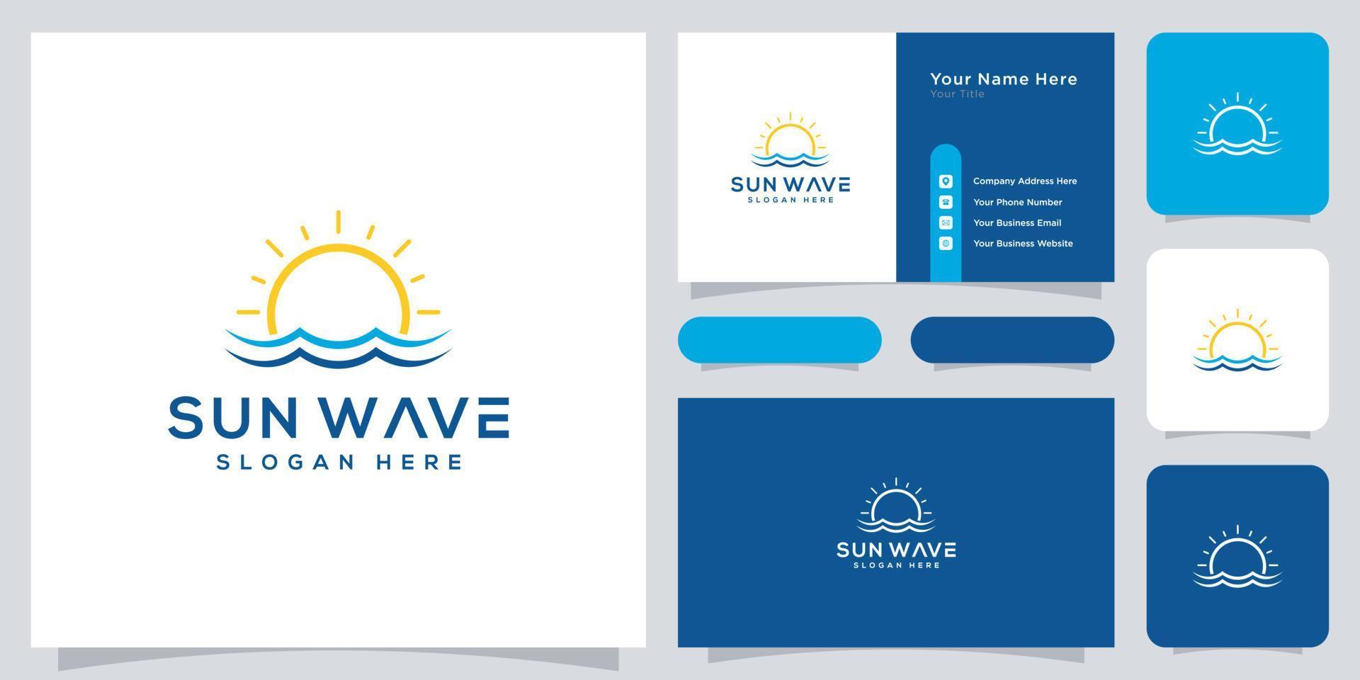 sun beach logotyp design premium vektor