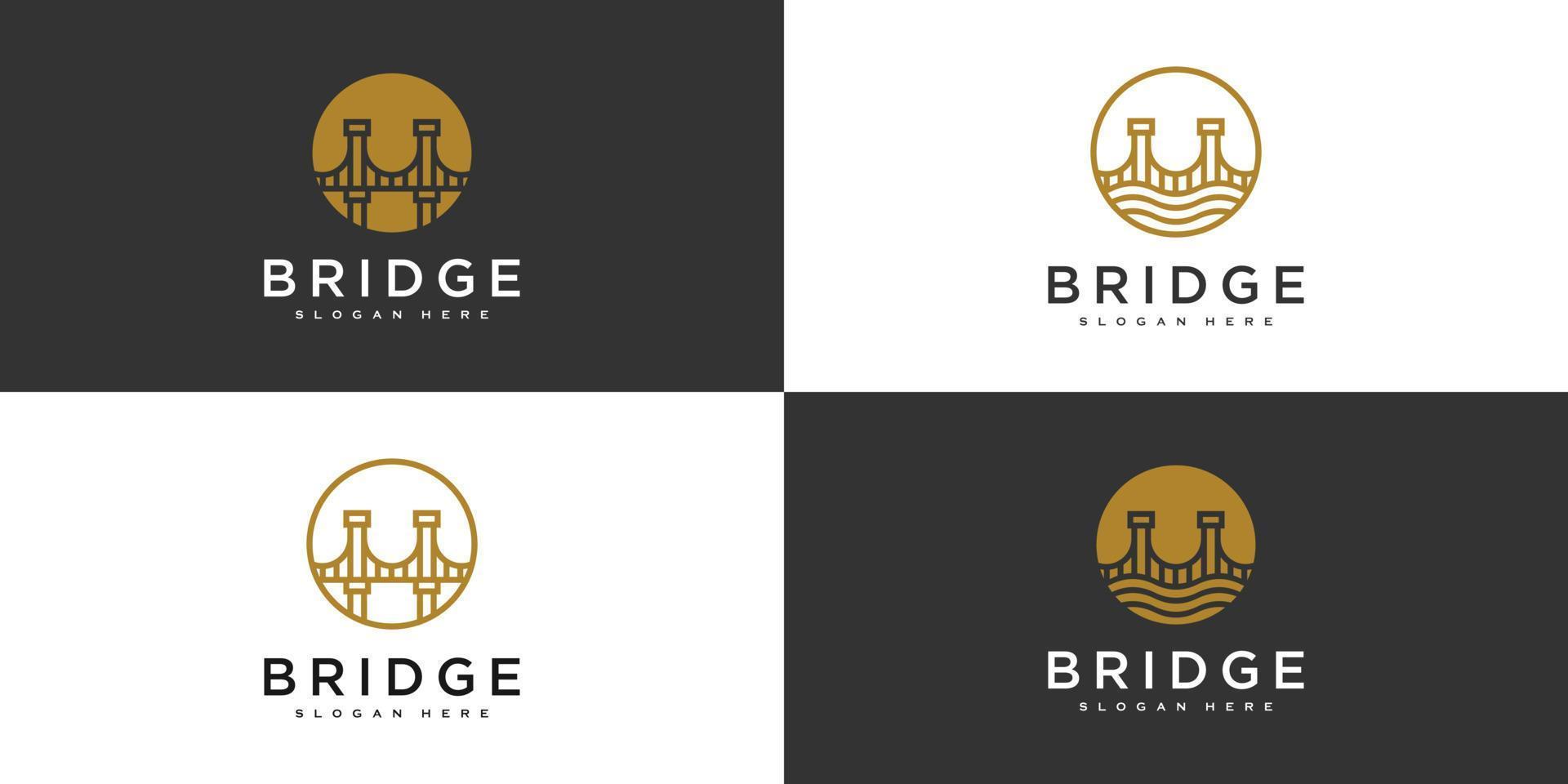 uppsättning av bro arkitektur och konstruktioner logotyp design vektor