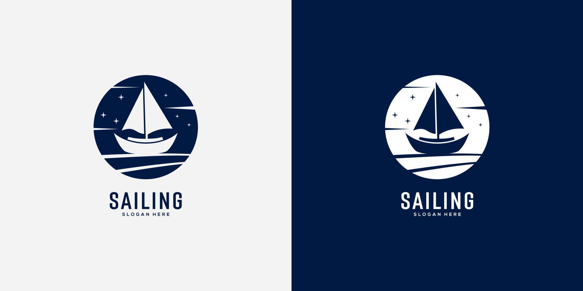 segling yacht logotyp vektor design