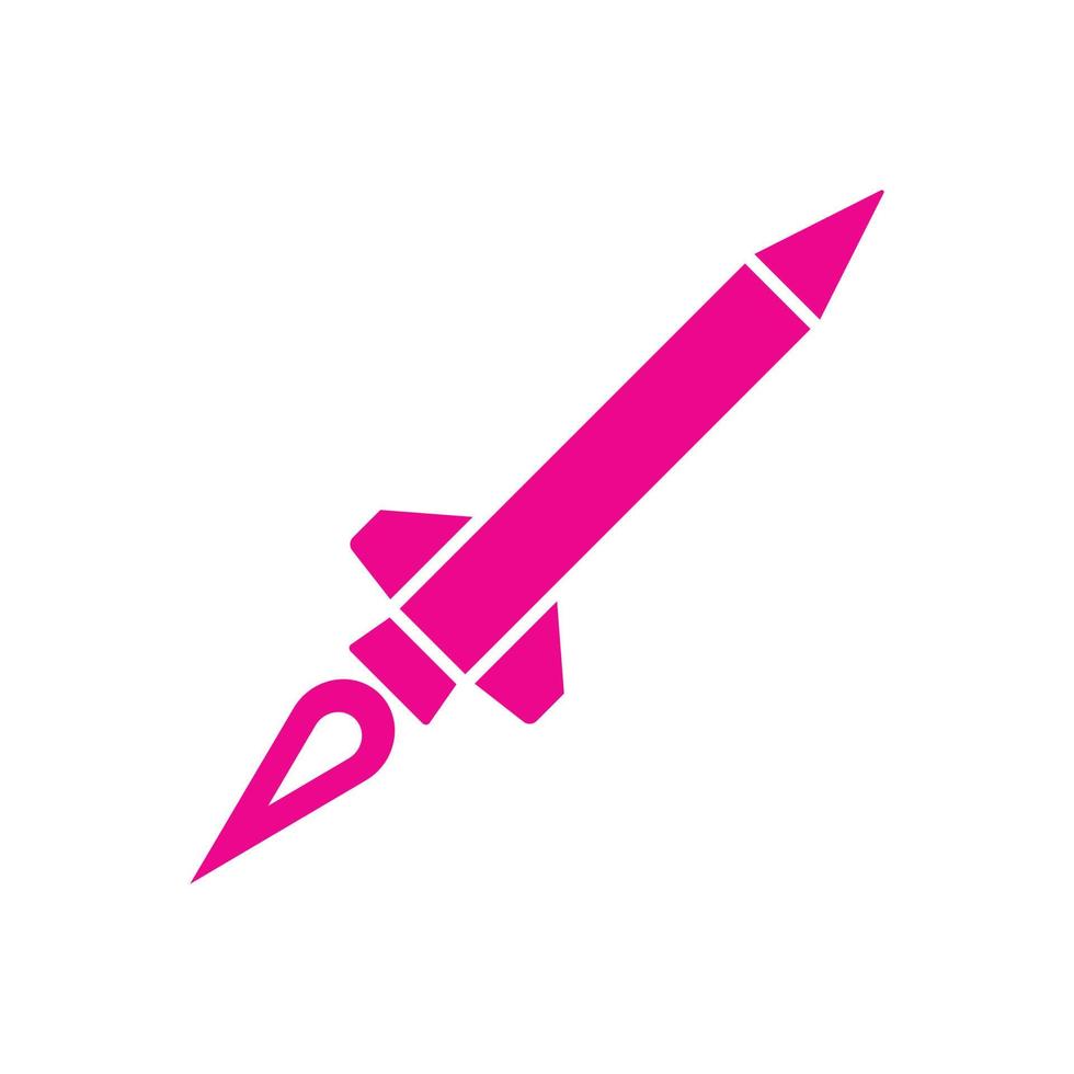 eps10 rosa Vektorrakete solides Symbol im einfachen, flachen, trendigen Stil isoliert auf weißem Hintergrund vektor