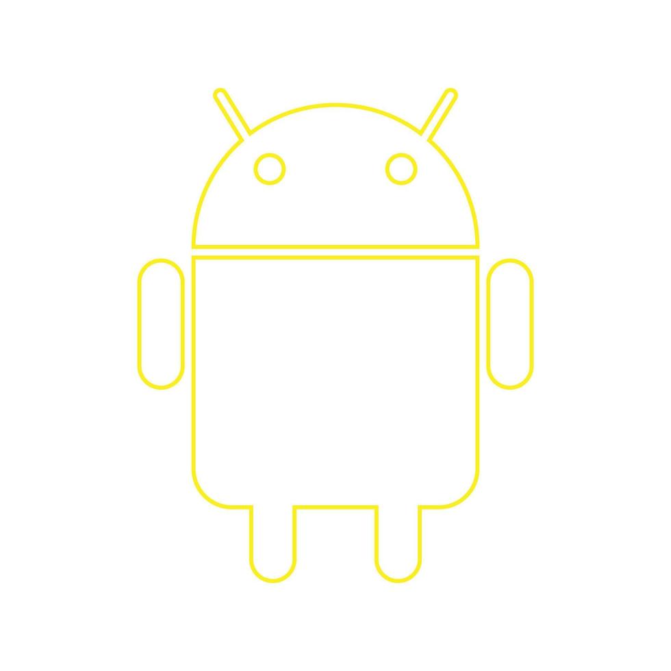 eps10 gul vektor android linjeikon i enkel platt trendig stil isolerad på vit bakgrund