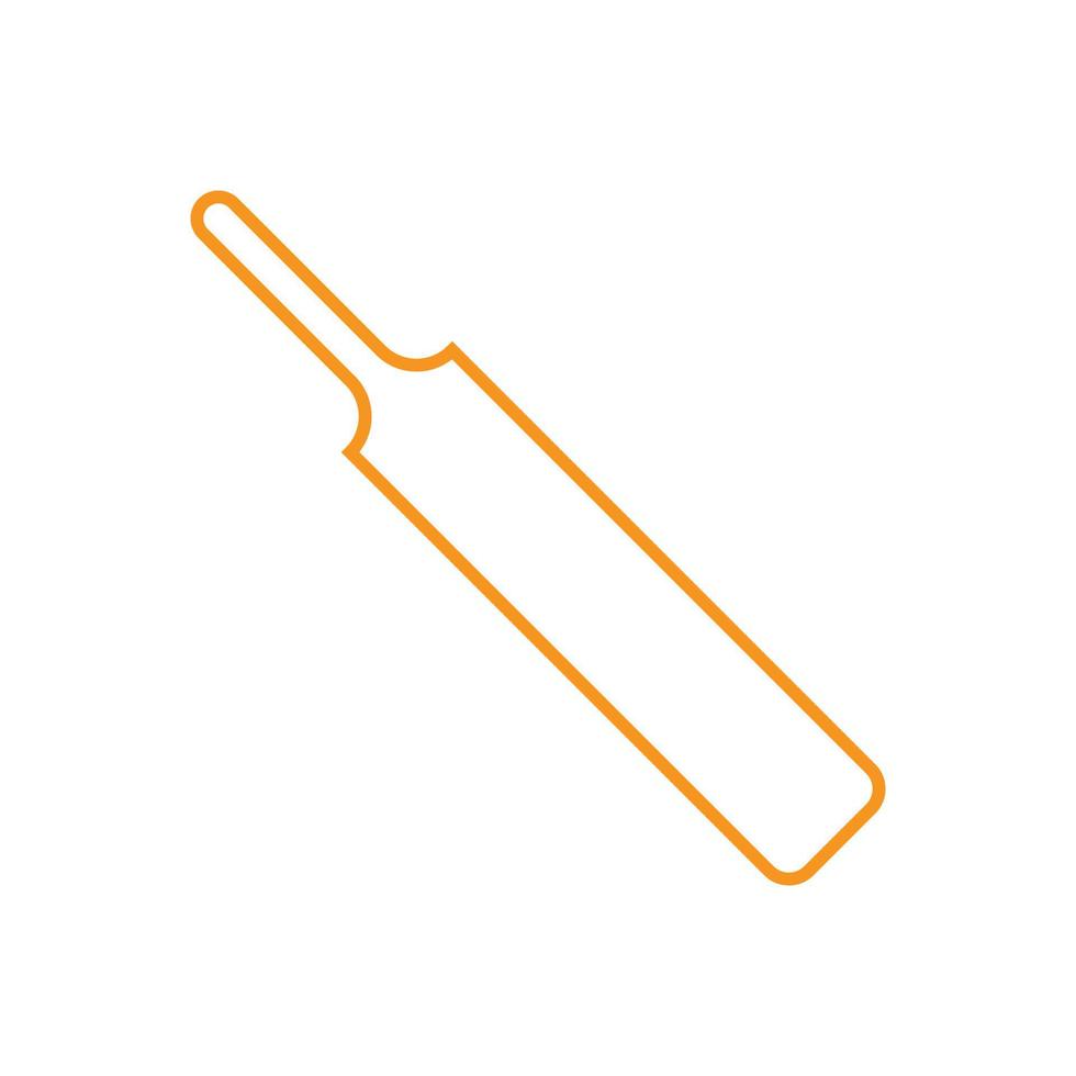 eps10 orangefarbenes Vektor-Cricketschläger-Liniensymbol im einfachen, flachen, trendigen Stil isoliert auf weißem Hintergrund vektor
