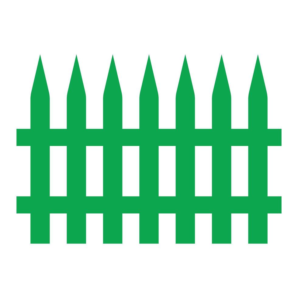 eps10 grünes Vektorgarten-Holzzaun-Symbol im einfachen, flachen, trendigen Stil isoliert auf weißem Hintergrund vektor