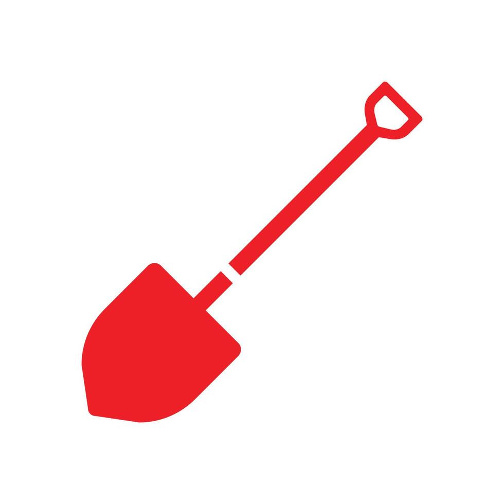 eps10 rote Vektorschaufel solides Symbol oder Logo im einfachen, flachen, trendigen, modernen Stil isoliert auf weißem Hintergrund vektor