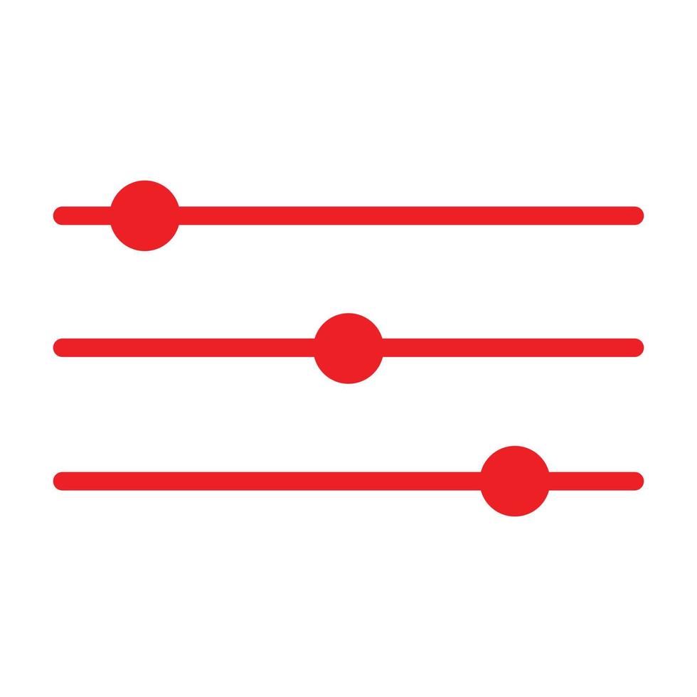eps10 rotes Vektor-Schieberegler-Symbol im einfachen, flachen, trendigen Stil isoliert auf weißem Hintergrund vektor