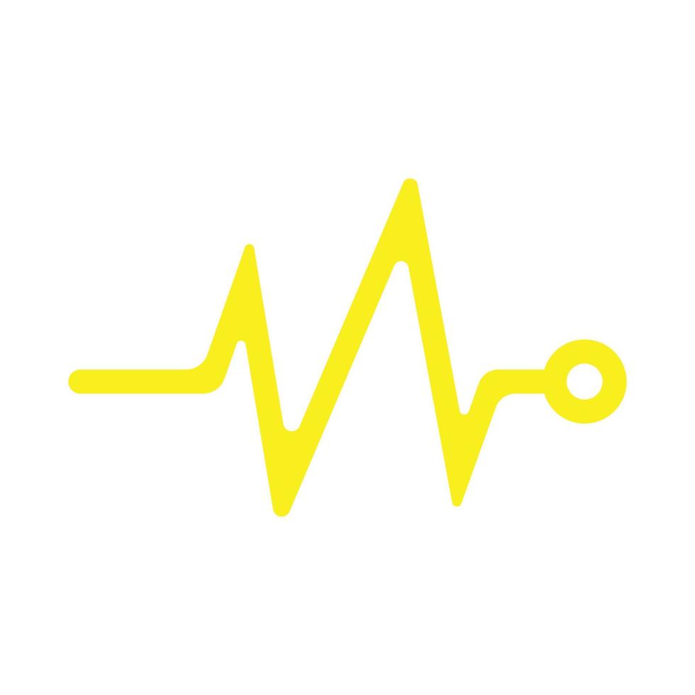 eps10 Vektor gelbes Herzschlagmonitor-Pulssymbol im einfachen, flachen, trendigen Stil isoliert auf weißem Hintergrund